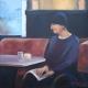 Kunstwerk zurück - Frau im Café