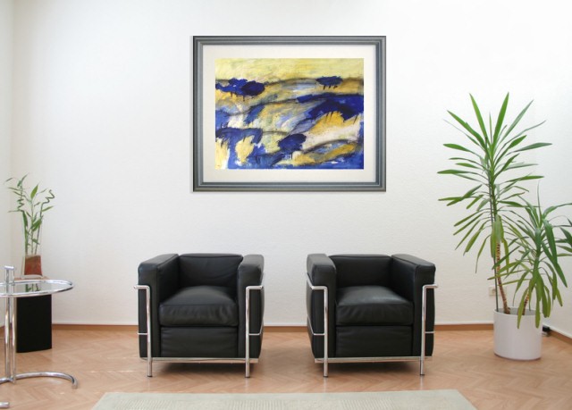 blaue Landschaft - Wolfgang Stocker (Room setting (c)fotolia.de, (c)artfolio.de)