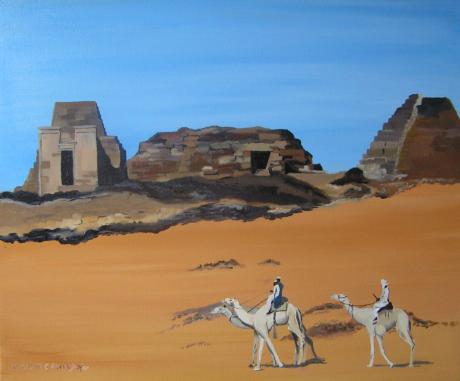 Kamele vor Pyramide - Claudia Lüthi