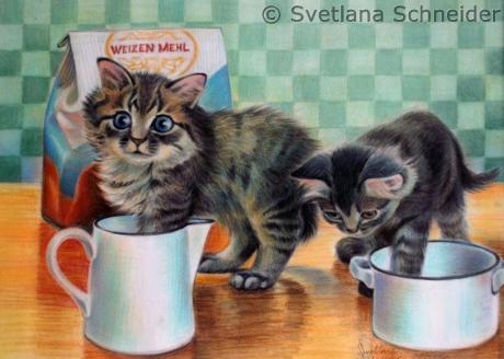 Zwei Kätzchen - Svetlana Schneider (Raumsituation (c)fotolia.de, (c)artfolio.de)
