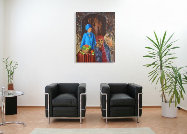 Das Paar mit dem Falken - wolfgang mayer (Room setting (c)fotolia.de, (c)artfolio.de)