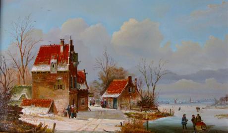 Holländische Gracht im Winter - Hans-Peter Emons (Room setting (c)fotolia.de, (c)artfolio.de)