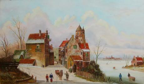 Holländische Gracht im Winter 2 - Hans-Peter Emons (Room setting (c)fotolia.de, (c)artfolio.de)