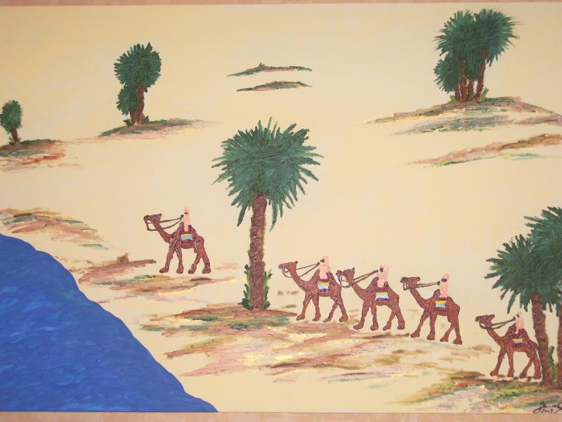 5 Kamele an der Oase - Yvonne Schmied