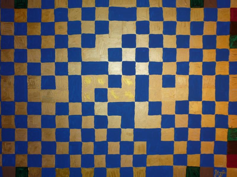 Karo in Blau & Gold  - Yvonne Schmied