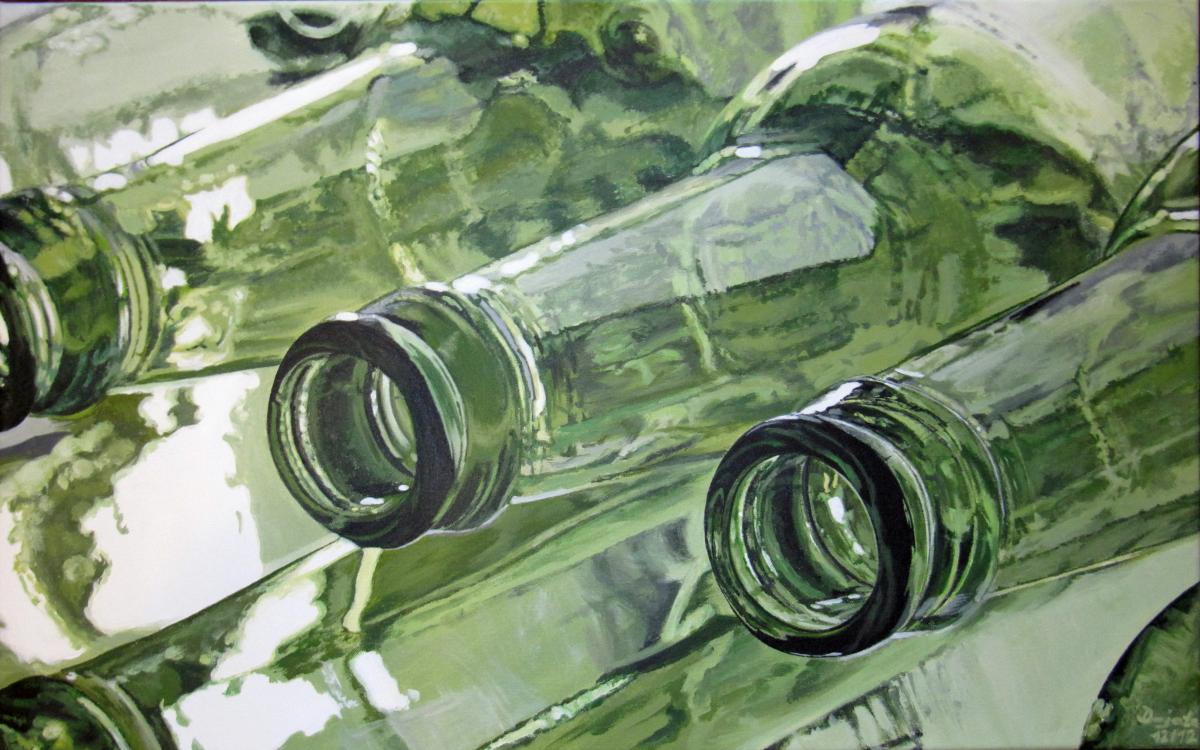 Flasche leer - dunjate Kunst in Acryl