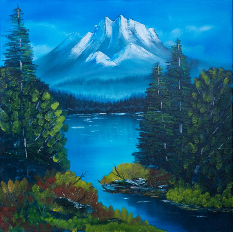 winter landscape, nach Bob Ross--- - wolfgang mayer