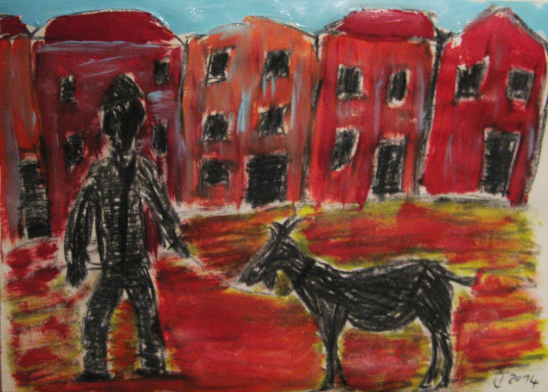 Mann mit Ziege 2 - Inken Stampa