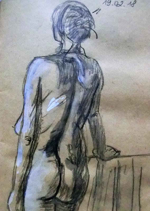 Akt stehend Skizze - Evelyn Brosche