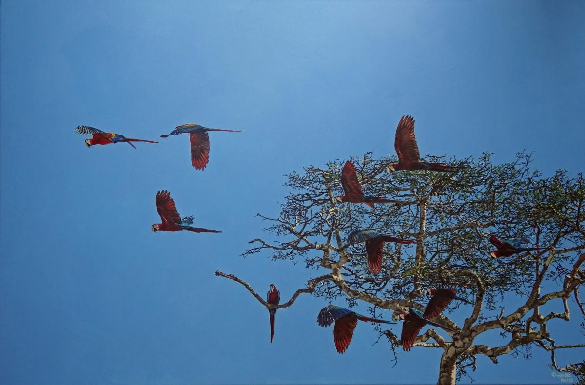 Papageien-Baum - dunjate Kunst in Acryl