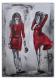 Kunstwerk zurück - Frauen in rote Kleider Malerei Acrylbild Gemälde