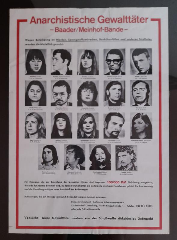 ---Original Fahndungsplakat der RAF - Sandra Schmit