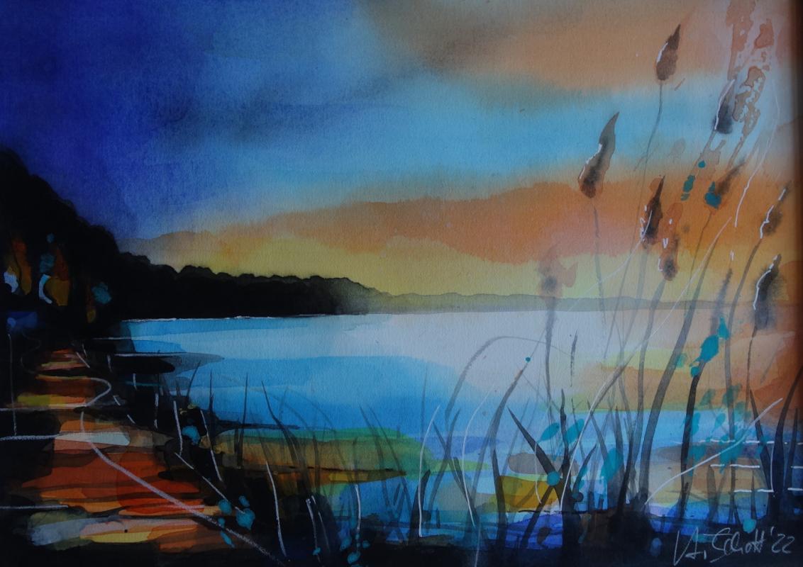 598. Sonnenuntergang am See - Hans Schott