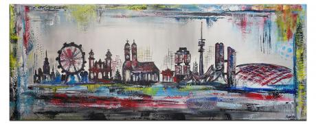 München Skyline abstrakt gemaltes Kunstbild - Alexandra Brehm