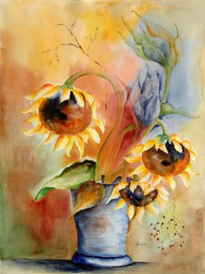 Sonnenblumen mit blauer Vase (2006) - Isabel Bär