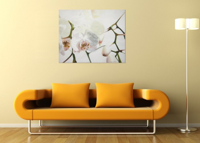 Opulente Orchidee - dunjate Kunst in Acryl (Raumsituation (c)fotolia.de, (c)artfolio.de)