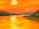 Kunstwerk - Sonnenuntergang am Fluss