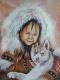 Art object - Eskimo mit Wolf