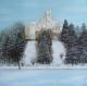 Kunstwerk - Winteridylle:das Schloss und der gefrorene See