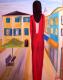 Art object - Gardasee, Frau in ROT