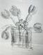 Art object - Vase mit Tulpen