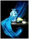 Kunstwerk - Vase mit blauen Blumen