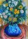 Kunstwerk - BlumenstrauÃ in blauer Vase